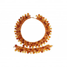 Комплект из балтийского янтаря и бисера: ожерелье, браслет