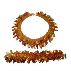 Комплект из бисера и янтаря в этническом стиле: браслет и колье