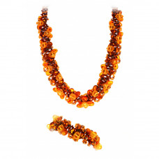 Комплект из натурального янтаря: колье, браслет