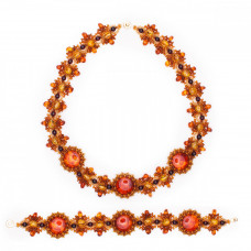 Комплект из натурального янтаря: ожерелье, браслет