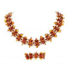 Комплект из натурального янтаря: ожерелье, браслет