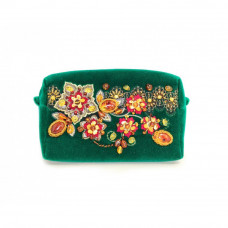 Косметичка бархатная, расшитая золотой нитью и янтарем
