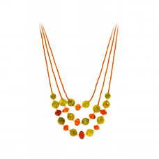 Красивое колье из натурального янтаря, бисера и кварца