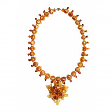 Красивое нарядное колье коньячного цвета из натурального янтаря