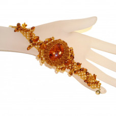 Красивый браслет из натурального балтийского янтаря и бисера