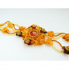 Красивый браслет из натурального балтийского янтаря и бисера