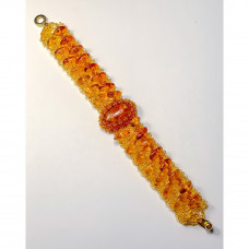 Крупный браслет из бисера и натурального янтаря