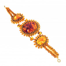 Крупный браслет из янтаря и бисера