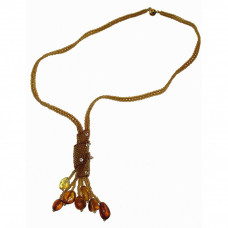 Кулон плетенный из балтийского янтаря и бисера