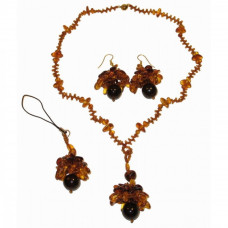 Кулон, серьги и подвеска для мобильного телефона из янтаря