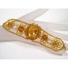 Легкий ажурный комплект из натурального янтаря и бисера