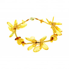 Легкий, яркий браслет из янтаря, бисера и стекла