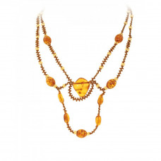 Легкое колье из янтаря и бисера
