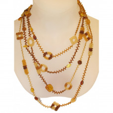Многослойное колье из янтаря и бисера