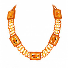 Необычное колье из балтийского янтаря и бисера