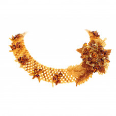 Необычное крупное ожерелье из натурального янтаря с цветком