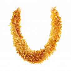 Объемное нарядное колье из янтаря с бисером