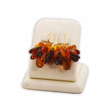 Объемные серьги из натурального янтаря и бисера