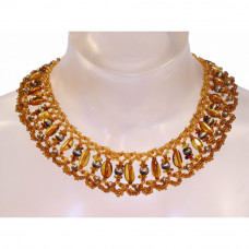 Ожерелье из натурального янтаря с бисером