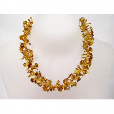 Ожерелье из натурального янтаря с бисером
