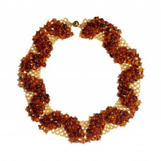 Ожерелье из натурального янтаря с бисером