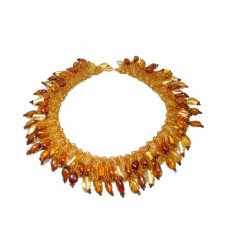 Ожерелье из натурального янтаря с бисером