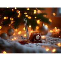 Письменный прибор "Конь-Янтарь" с часами | VIP-подарок руководителю