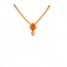 Плетеное колье из янтаря с бисером