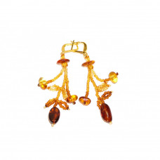 Плетеные серьги из балтийского янтаря и бисера