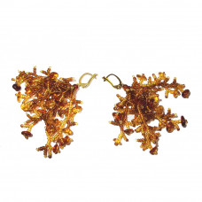 Плетеные серьги из балтийского янтаря и бисера