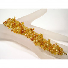 Плетеный браслет из балтийского янтаря и бисера