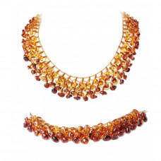 Плетеный браслет из балтийского янтаря и бисера