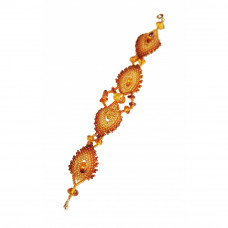 Плетеный браслет из балтийского янтаря и бисера