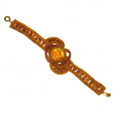 Плетеный браслет из бисера и балтийского янтаря