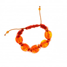 Плетеный браслет из бисера и балтийского янтаря