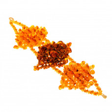 Плетеный браслет из бисера и балтийского янтаря