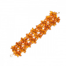 Плетеный браслет из бисера и балтийского янтаря