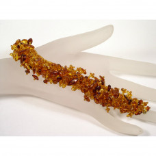 Плетеный браслет из бисера и натурального балтийского янтаря