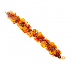 Плетеный браслет из бисера и натурального янтаря