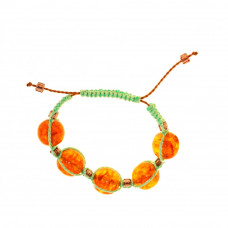 Плетеный браслет из бисера и натурального янтаря