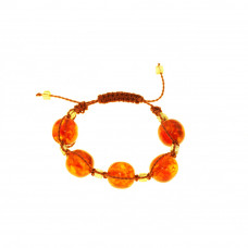 Плетеный браслет из бисера и натурального янтаря