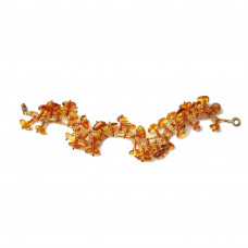 Плетеный браслет из бисера и натурального янтаря