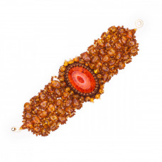 Плетеный браслет из цельного балтийского янтаря и бисера