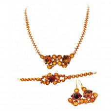 Плетеный комплект из натурального балтийского янтаря: колье, браслет, серьги Плетеный комплект из натурального балтийского янтаря: колье, браслет, серьги