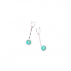 Посеребренные серьги с реконструированной бирюзой