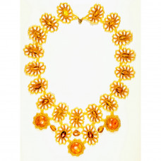 Роскошное ожерелье из натурального янтаря и бисера