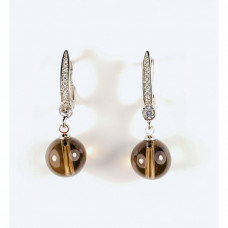 Роскошные серьги с раух-топазом и цирконами