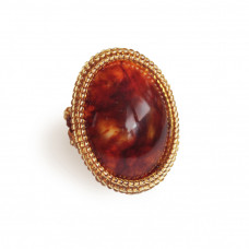 Роскошный перстень из балтийского янтаря и бисера