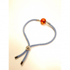 Серо-бирюзовый браслет с янтарной вставкой