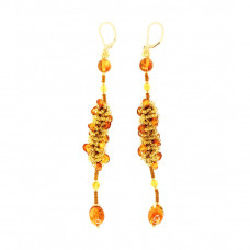 Серьги-гроздья из балтийского янтаря и бисера